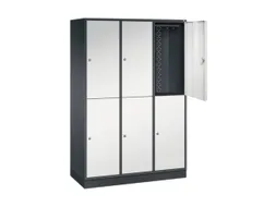 Dubbeldekse garderobekast,RAL 7021/RAL 7035,HxBxD 1950x1220x500mm