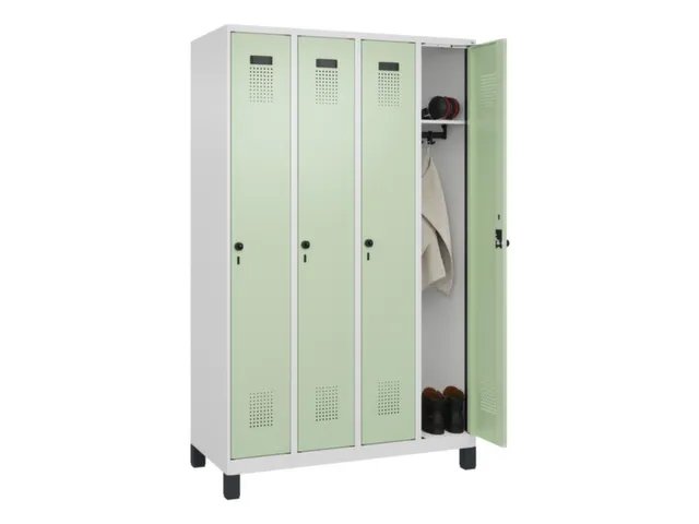 locker,HxBxD 1950x1200x500mm,4vak,vak B 300mm,draaigrendel,voeten