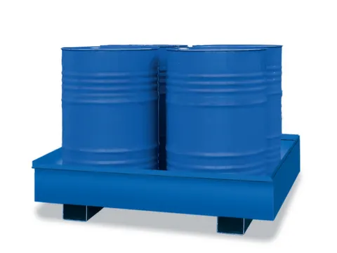 Opvangbak Staal 1325x1320x250mm Voor 4x200l Vaten Rooster Blauw