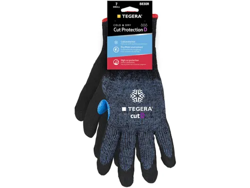 Tegera 8830R koudebestendige handschoenen, zwart/blauw, maat 8, per 6