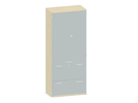 Kantoorkast 1920x800x430mm Decor Romp Esdoorn Decor Front Lichtgrijs