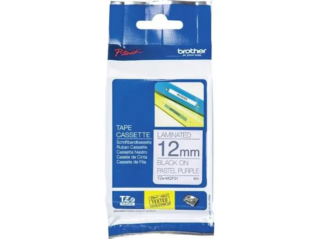 TZEMQF31 BROTHER PT 12mm zwart op lila