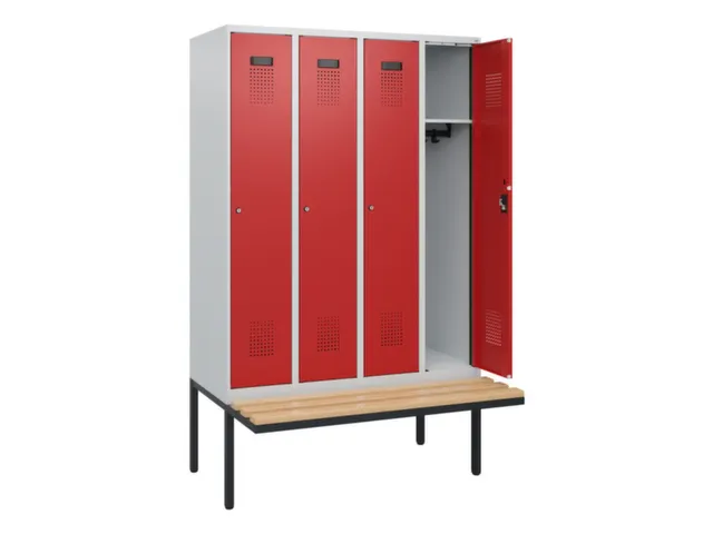 locker met bank,HxBxD 1950x1200x815mm,4vak,vak B 300mm,cilinderslot