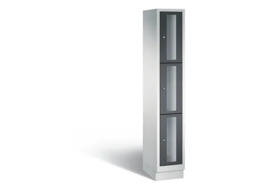 Lockerkast 1800x320x500mm 1x3 vakken Cilinderslot, Sokkel, RAL7021