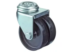 Dubbel Zwenkwiel 80kg Kunststof Banden/Velg 50x19mm Ruggat