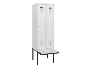 locker met bank,HxBxD 1950x600x815mm,2vak,vak B 300mm,cilinderslot - 2
