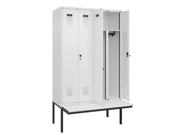 PBM-locker met bank,HxBxD 2120x1200x815mm,4vak,vak B 300mm