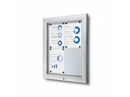 Vitrinekast mededelingenbord Outdoor 4xA4 Zilver