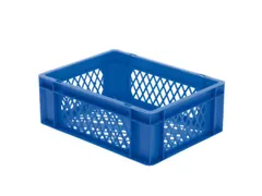 Euronorm-stapelbak 13l 145x400x300mm Wanden/bodem Opengewerkt Blauw