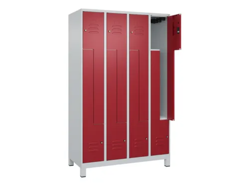 Z-garderobekast,HxBxD 1950x1200x500mm,vak B 150/300mm,cil.-slot,voeten