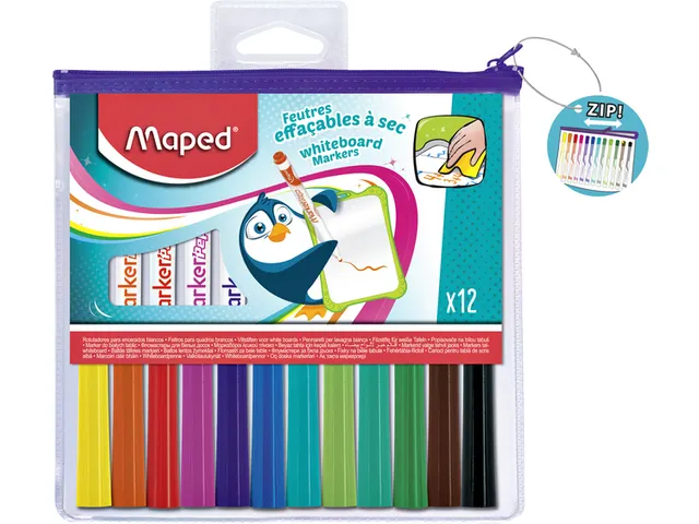 Viltstift Maped Marker'Peps whiteboard set à 12 kleuren
