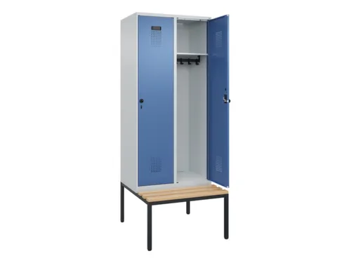 locker met bank,HxBxD 2120x800x815mm,2vak,vak B 400mm,draaigrendel