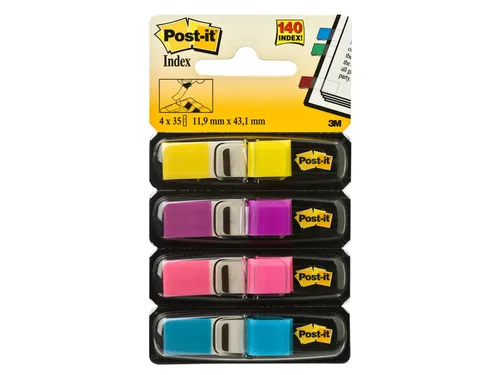 Indextabs 3M Post-it 683 11.9x43.2mm 4 kleuren 140 stuks