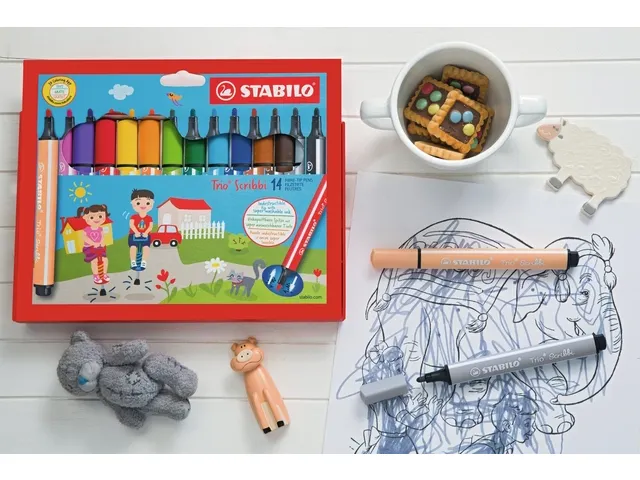 Viltstift Stabilo Trio Non Permanent Scribbi 368/8 8Stuks