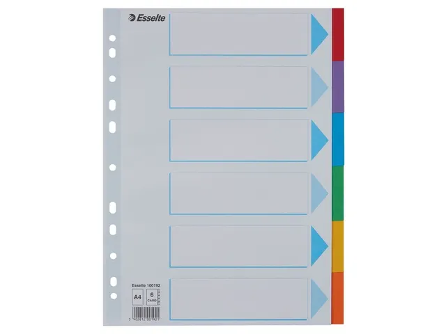 Tabbladen Esselte A4 11-Gaats Karton 6-Delig Kleur