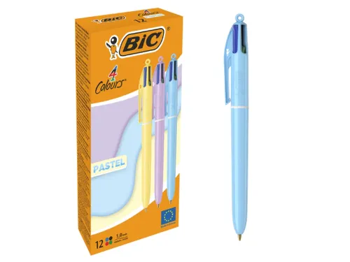 Balpen Bic 4-kleuren M pastel assorti