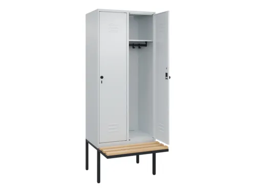 locker met bank,HxBxD 2120x800x815mm,2vak,vak B 400mm,draaigrendel
