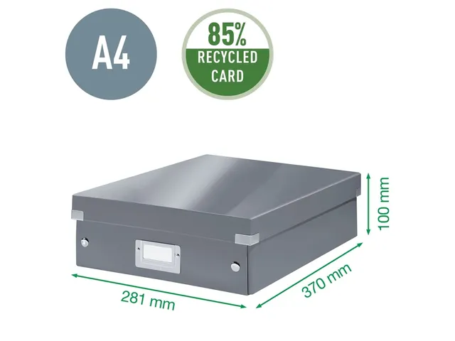 Sorteerbox WOW Click & Store 281x100x370mm zwart 85% gerecycled karton