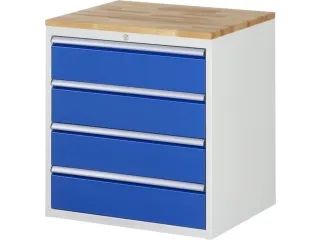 ladekast 825x770x650mm 4laden cilinderslot RAL7035 RAL5010 beuken - 1