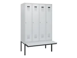 locker met bank,HxBxD 1950x1200x815mm,4vak,vak B 300mm,cilinderslot