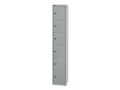 lockerkast,HxBxD 1802x305x305mm,6vakken,cil.-slot,romp zilverkleurig