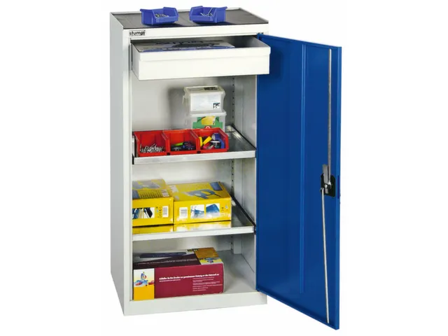 Draaideurkast 1000x500x500mm 1lade 2legborden Romp/deuren Ral5010