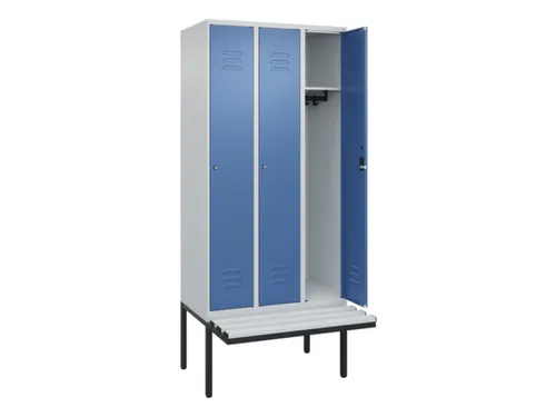 locker met bank,HxBxD 2120x900x815mm,3vak,vak B 300mm,cil.-slot