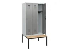 locker met bank,HxBxD 1950x900x815mm,3vak,vak B 300mm,cilinderslot