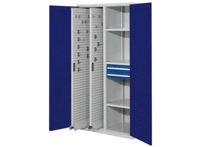Verticale Uitschuifkast Blauw 1950x1000x600mm 2 Uitschuifb. Legborden