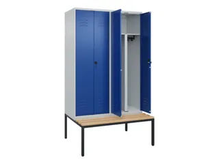 PBM-locker met bank,HxBxD 2120x1200x815mm,4vak,vak B 300mm - 2