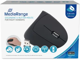 MROS232 MEDIARANGE muis 6knoppen ergonomisch draadloos rechts zwart - 1