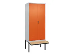 PBM-locker met bank,HxBxD 2120x800x815mm,2vak,vak B 400mm,draaigrendel