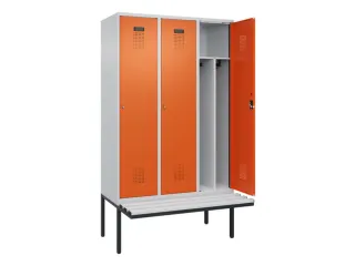 locker met bank,voor scheiding van kleding,HxBxD 2120x1200x815mm,3vak - 1