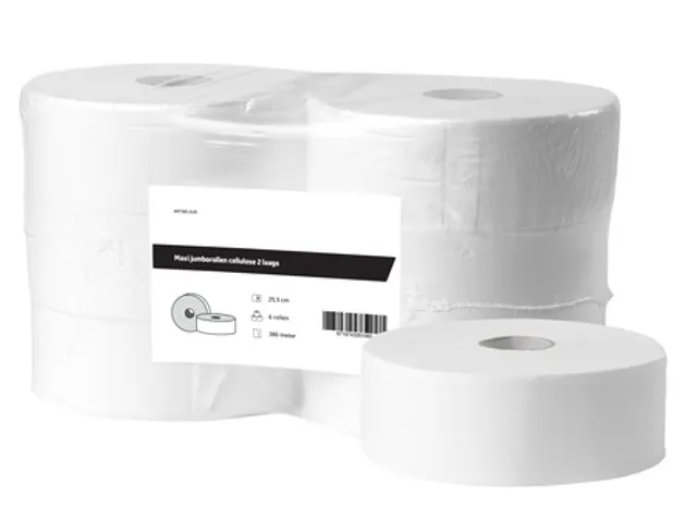 Toiletpapier Maxi jumborollen cellulose 2-laags Wit FSC 6 Rol