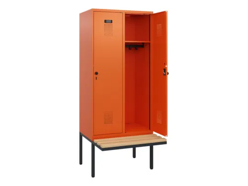locker met bank,HxBxD 1950x800x815mm,2vak,vak B 400mm,draaigrendel