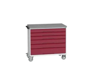 gereedschapswagen 980x1050x600mm linoleum blad 6 laden RAL7035+RAL3004 - 1