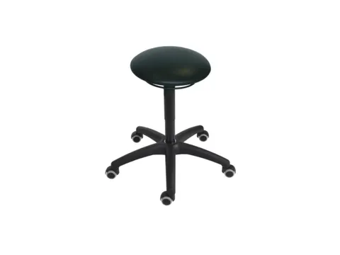 Draaikruk 490-680mm Zwart Kunstleer Gasveer Zwart Voetkruis Wielen