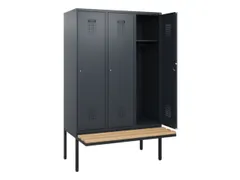 locker met bank,HxBxD 1950x1200x815mm,3vak,vak B 400mm,cilinderslot