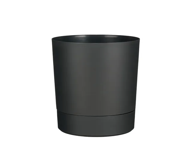 Plantenpot Mica Coco met schotel rond antraciet 23.5 x 22.5 cm