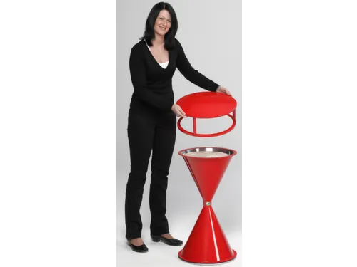 Staande Asbak Met Overkapping Ronde Voet Rood
