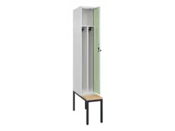 locker met bank,voor scheiding van kleding,HxBxD 2120x300x815mm,1vak