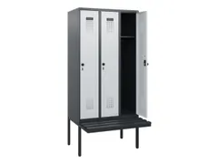 locker met bank,HxBxD 1950x900x815mm,3vak,vak B 300mm,draaigrendel