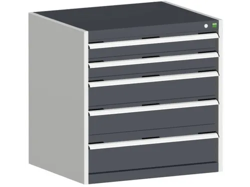 ladekast HxBxD 800x800x750mm 5laden romp RAL7035 front RAL7016