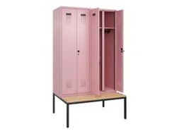 locker met bank,voor scheiding van kleding,HxBxD 2120x1200x815mm,4vak