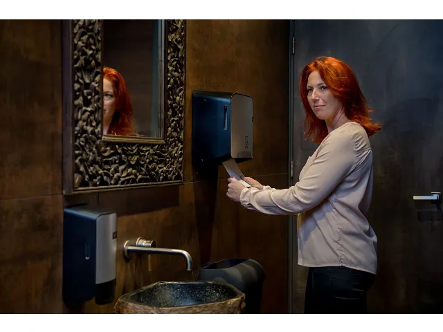 Handdoekroldispenser Quartz Mini Matic XL zilver