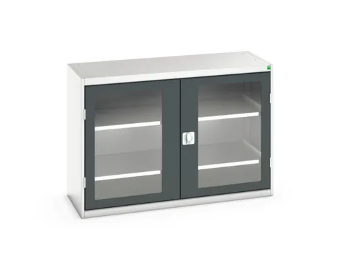 vitrinekast 900x1300x550mm 2xStalen bodem romp RAL7035 front RAL7016