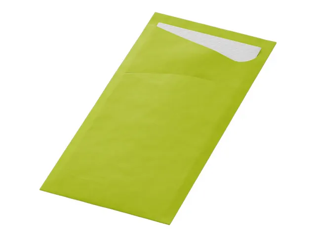 Pochette couvert 85x19cm Kiwi et serviette blanche Boîte 5x 100 pièc