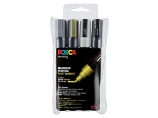 Verfstift Posca PC5M Medium Punt 1,8-2,5mm Assorti Set à 4 Stuks - 1