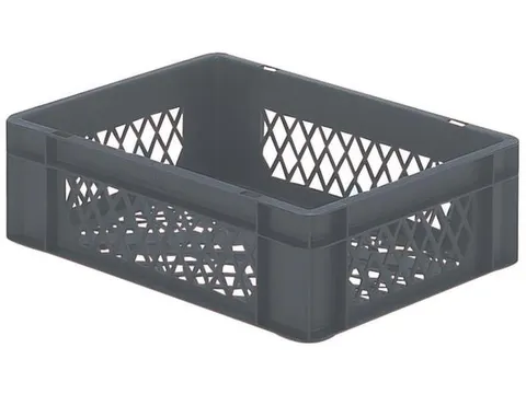 Euronorm-stapelbak 10l 120x400x300mm Wanden/bodem Opengewerkt Grijs