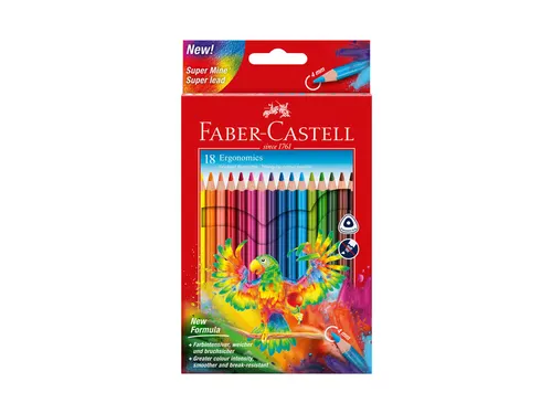 Kleurpotlood Faber-Castell Ergonomics driekant kartonnen etui à 18 st